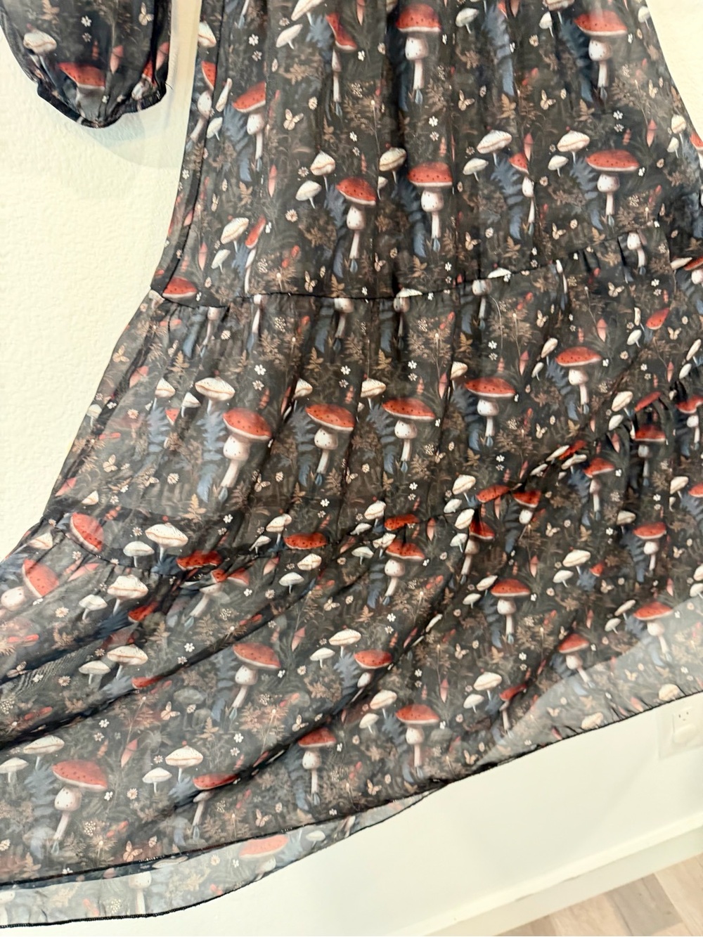 Disturbia Amanita Mushroom Organza Sheer Tiered Dress size small - Picture 13 of 13